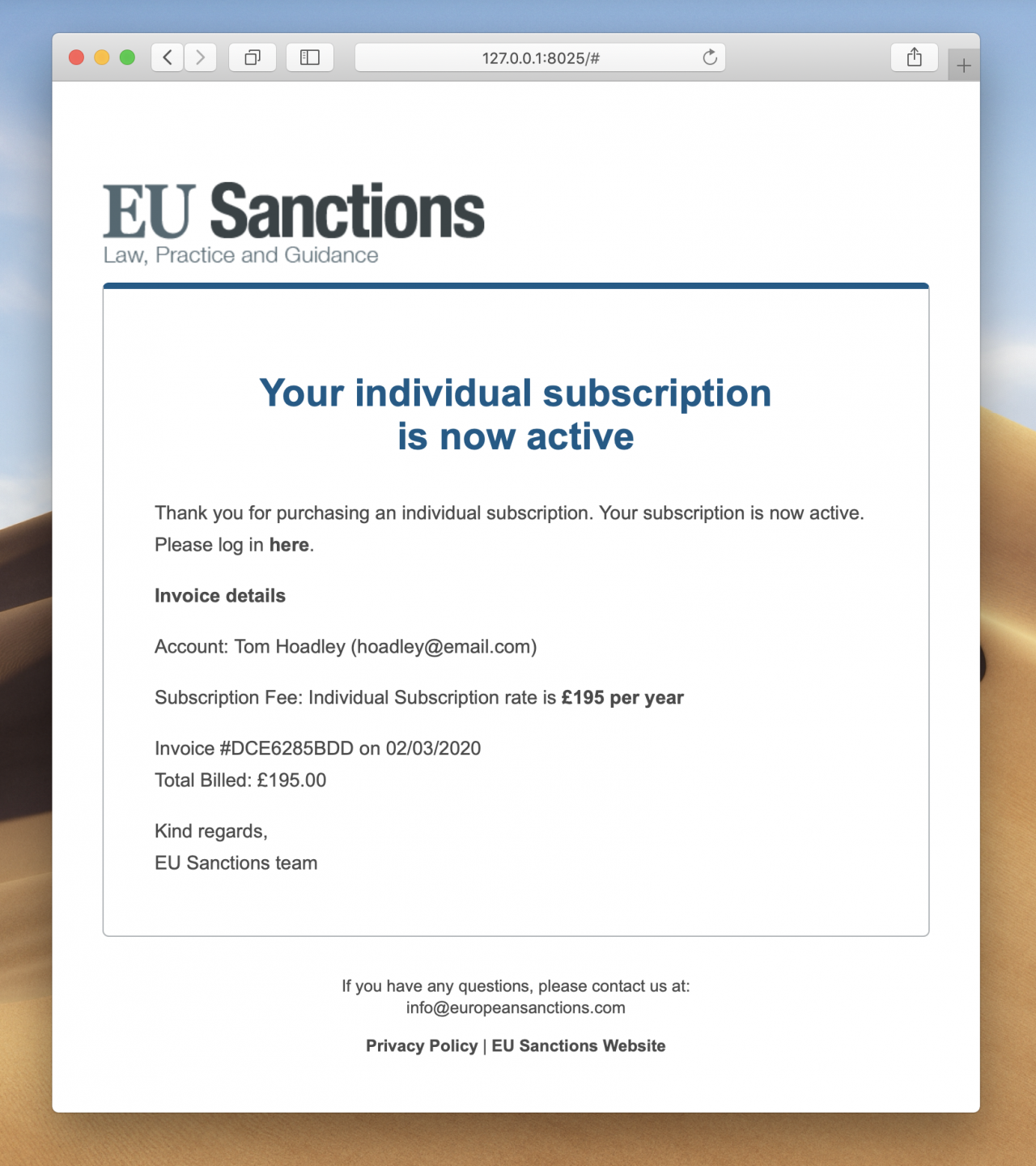 EU Sanctions Website | Tom Hoadley | Freelance Wordpress Developer
